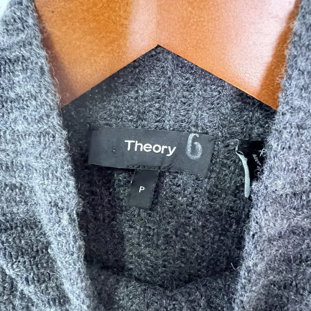 Theory Embree Charmant Mock-Neck Sleeveless Sweater in Dark Charcoal - Picture 8 of 10